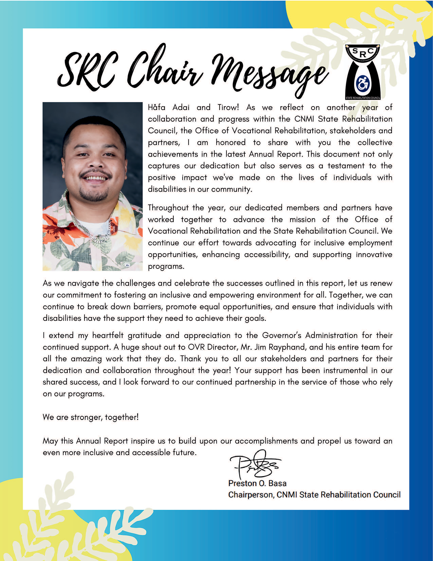 SRC Chairperson's Message